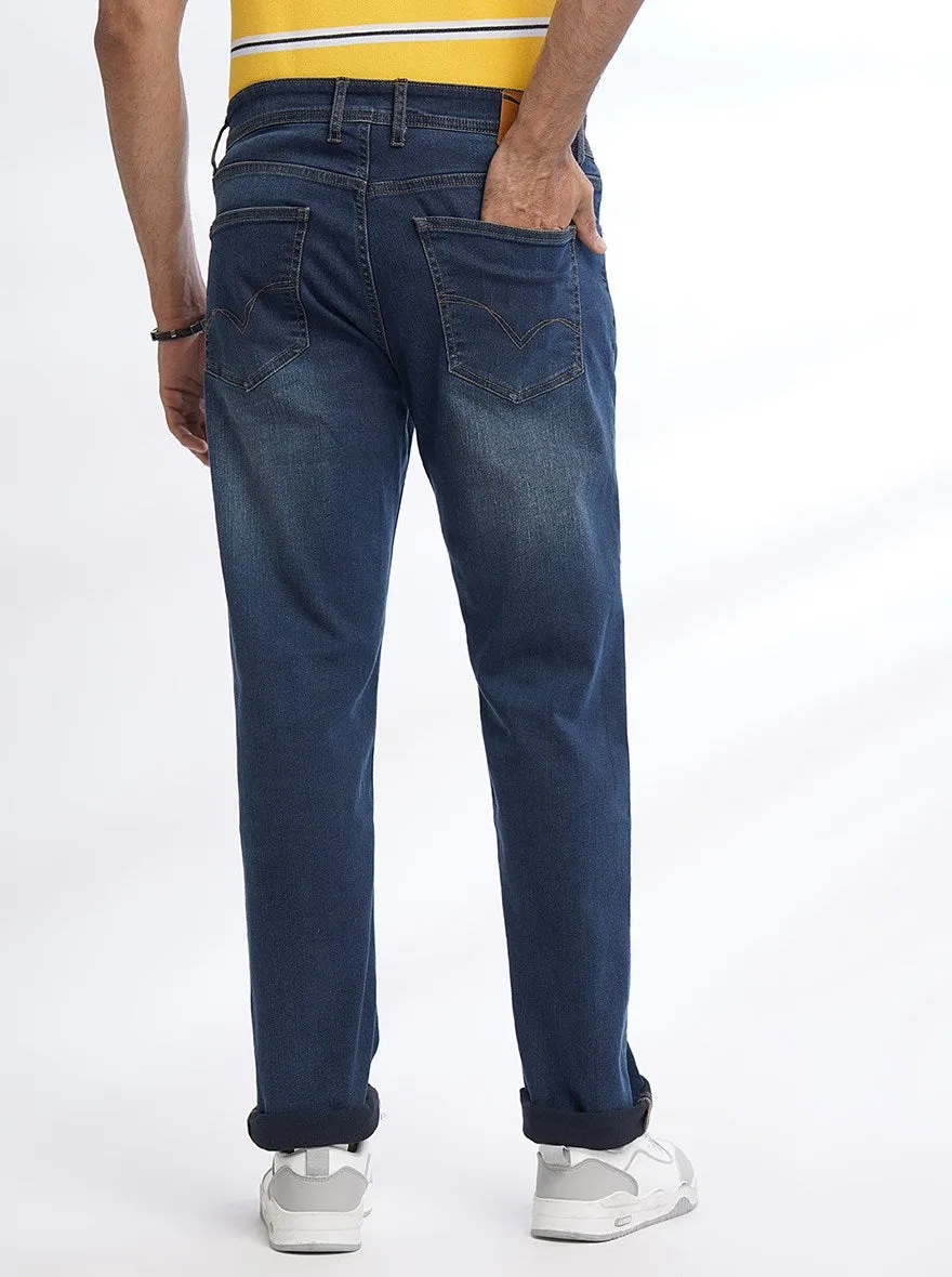 Navy Blue Washed Straight Fit Jeans | JadeBlue