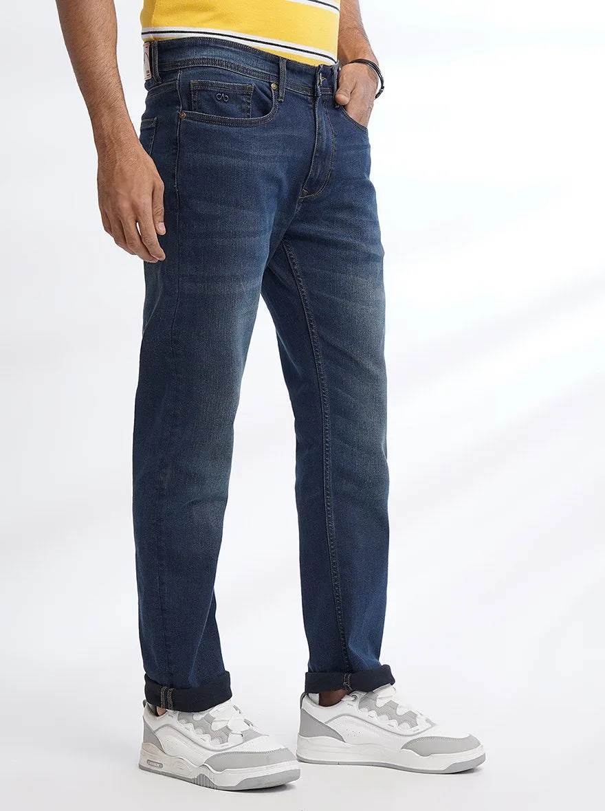 Navy Blue Washed Straight Fit Jeans | JadeBlue