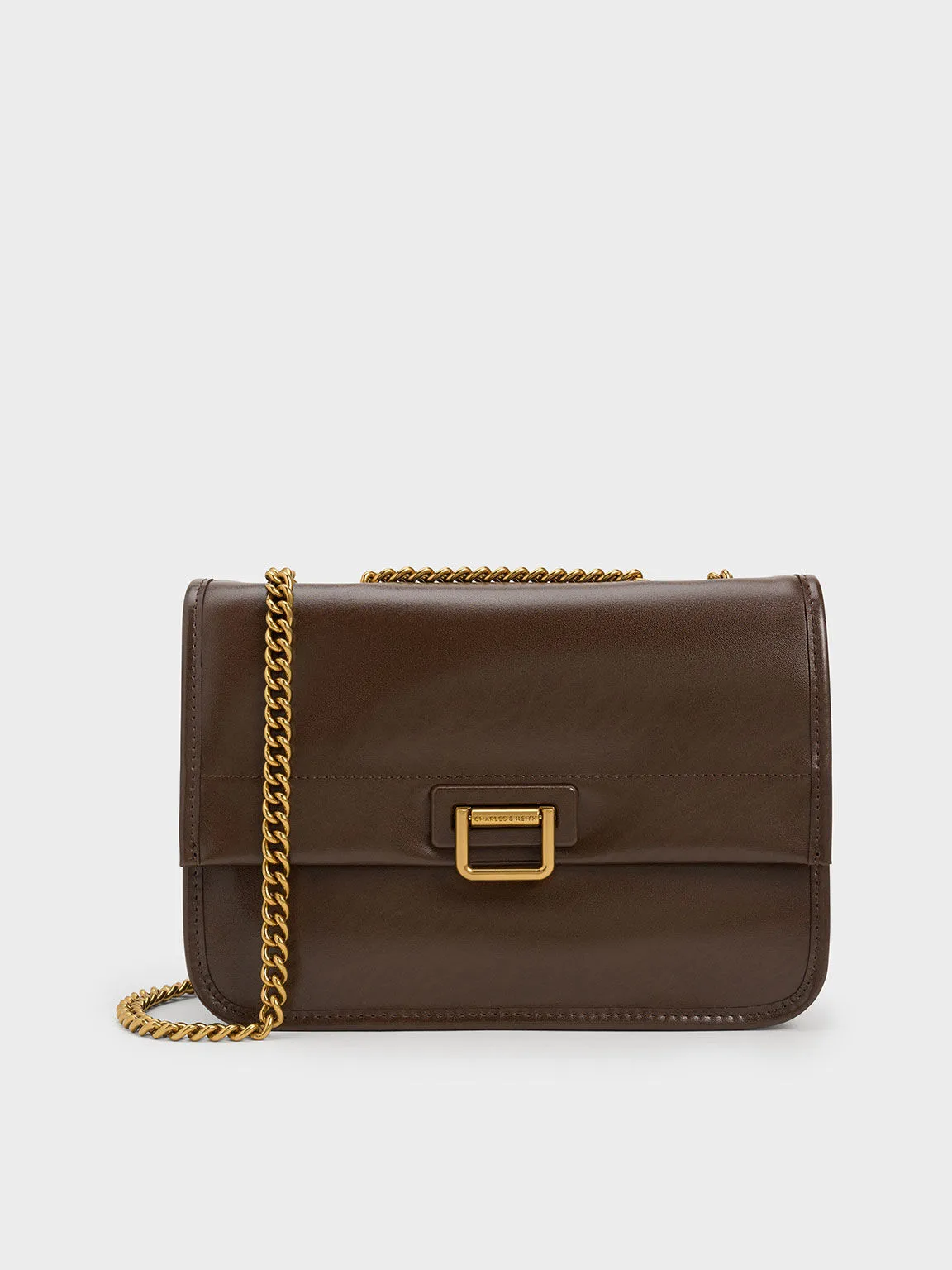 Neva Chain-Handle Shoulder Bag - Dark Brown