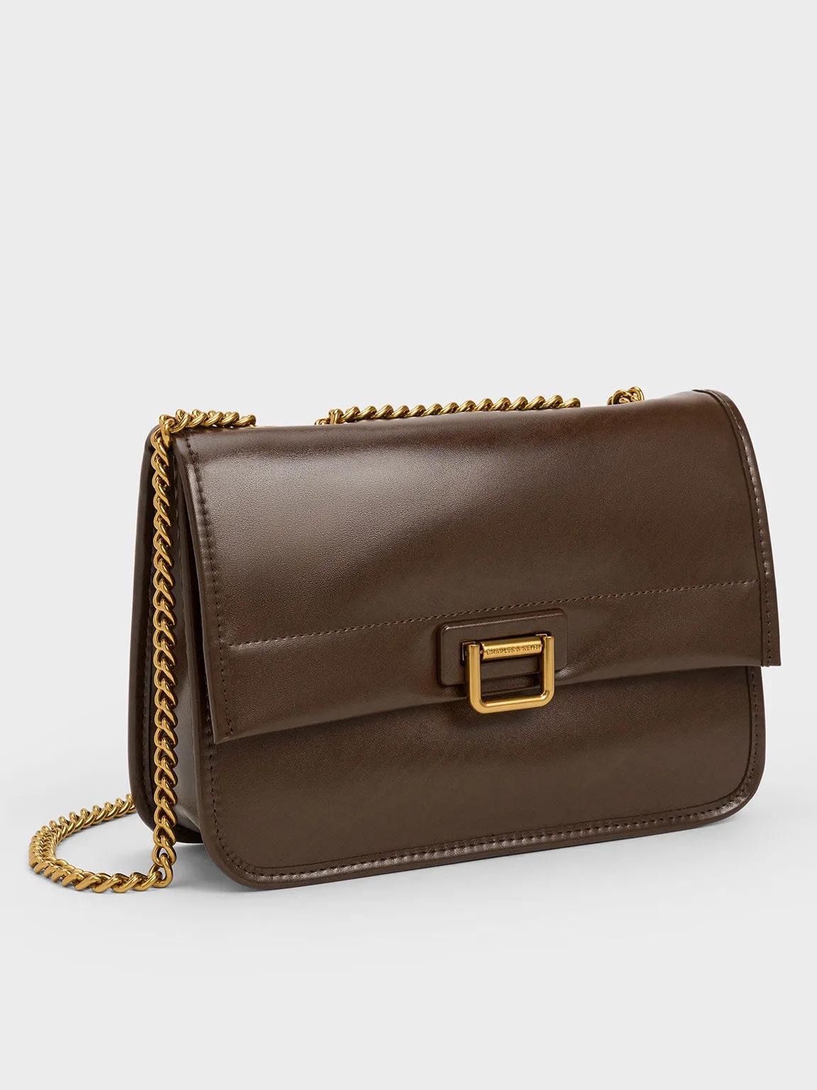 Neva Chain-Handle Shoulder Bag - Dark Brown