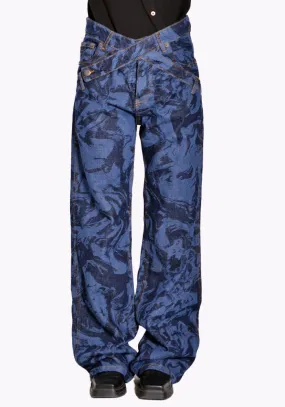 NINAMOUNAH T_04 PANDA DENIM TROUSERS LASER BLEACH INDIGO