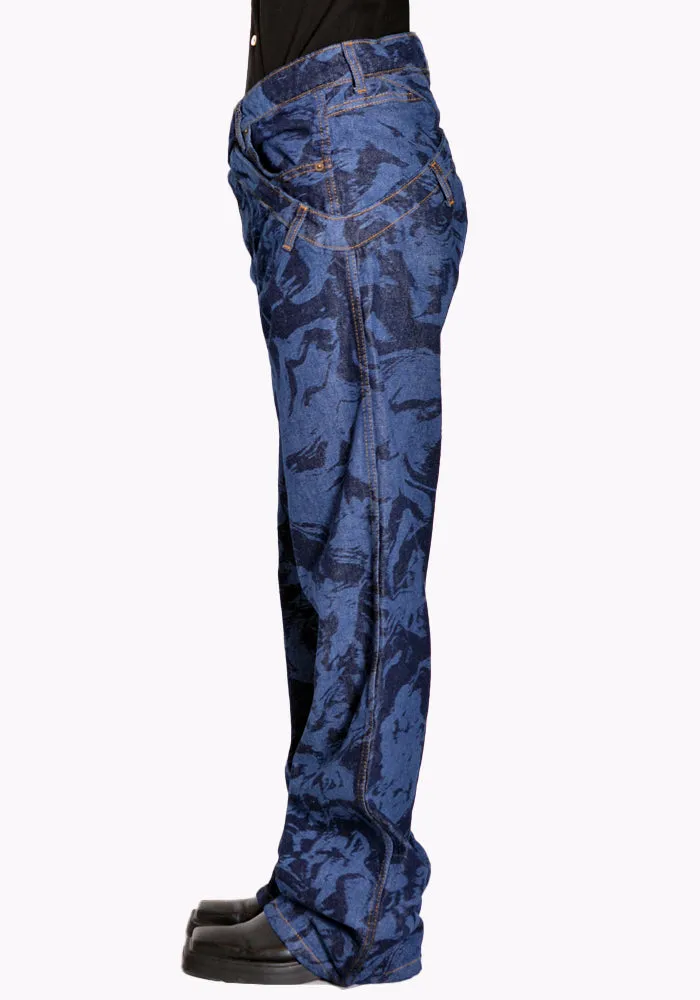 NINAMOUNAH T_04 PANDA DENIM TROUSERS LASER BLEACH INDIGO