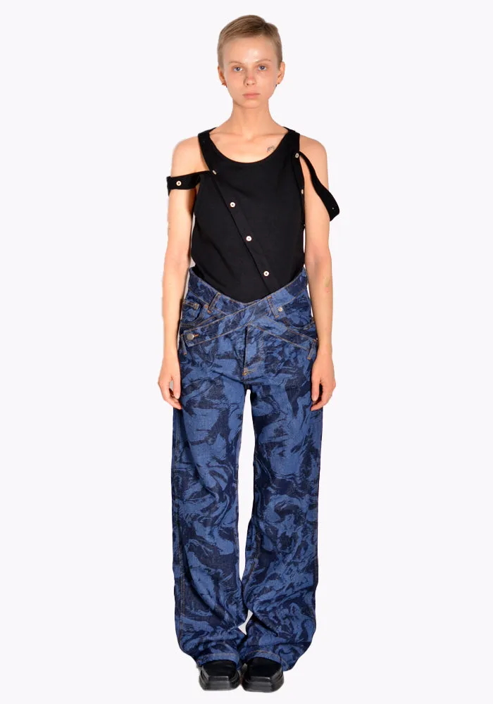 NINAMOUNAH T_04 PANDA DENIM TROUSERS LASER BLEACH INDIGO