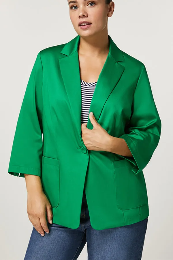 Persona (by Marina Rinaldi) ENZIANA GREEN COTTON SATIN JACKET