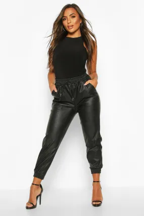 Petite Faux Croc Leather Joggers