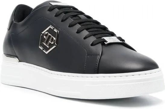 Philipp Plein Hexagon low-top leather sneakers Black