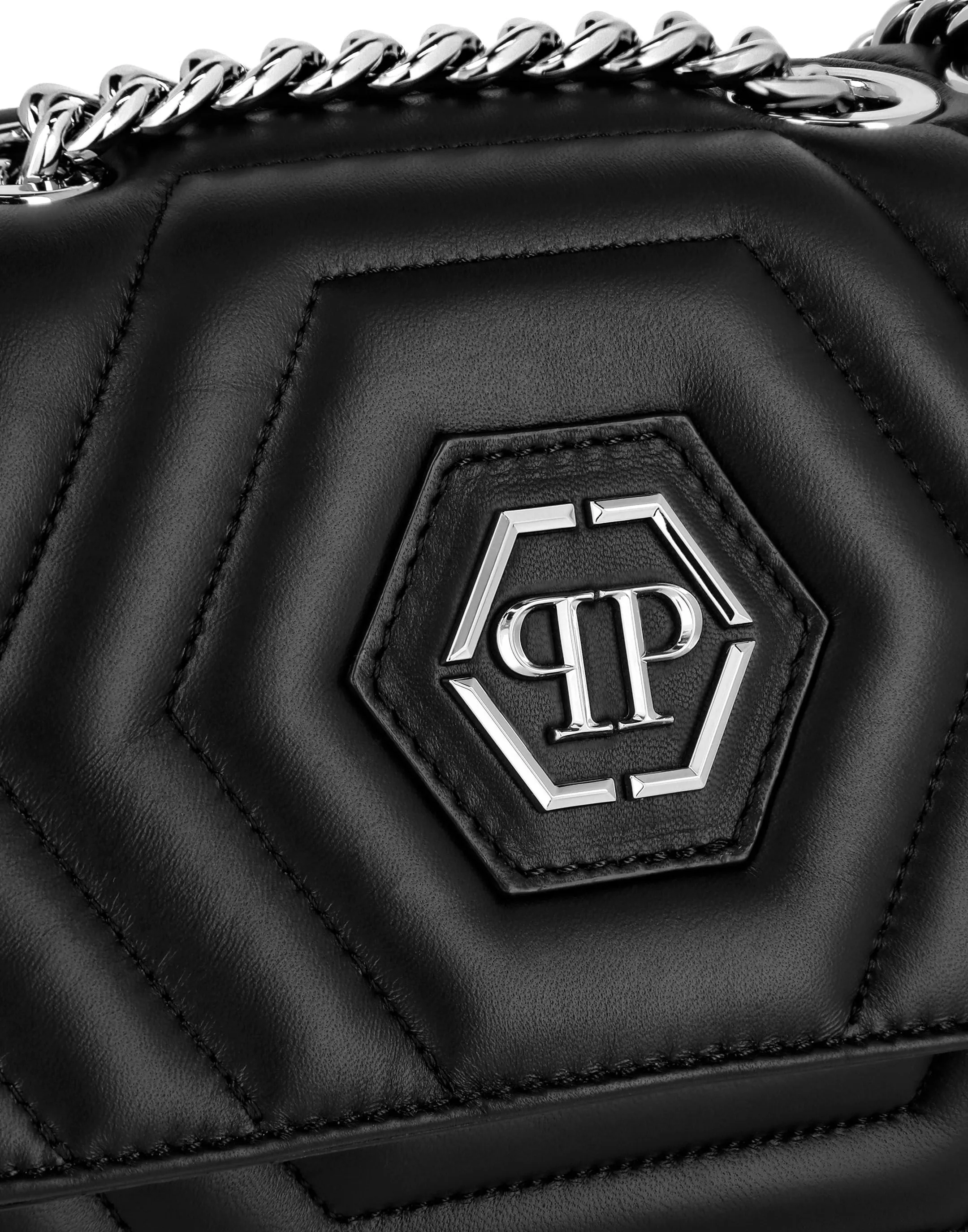 PHILIPP PLEIN Nappa Shoulder Bag Hexagon