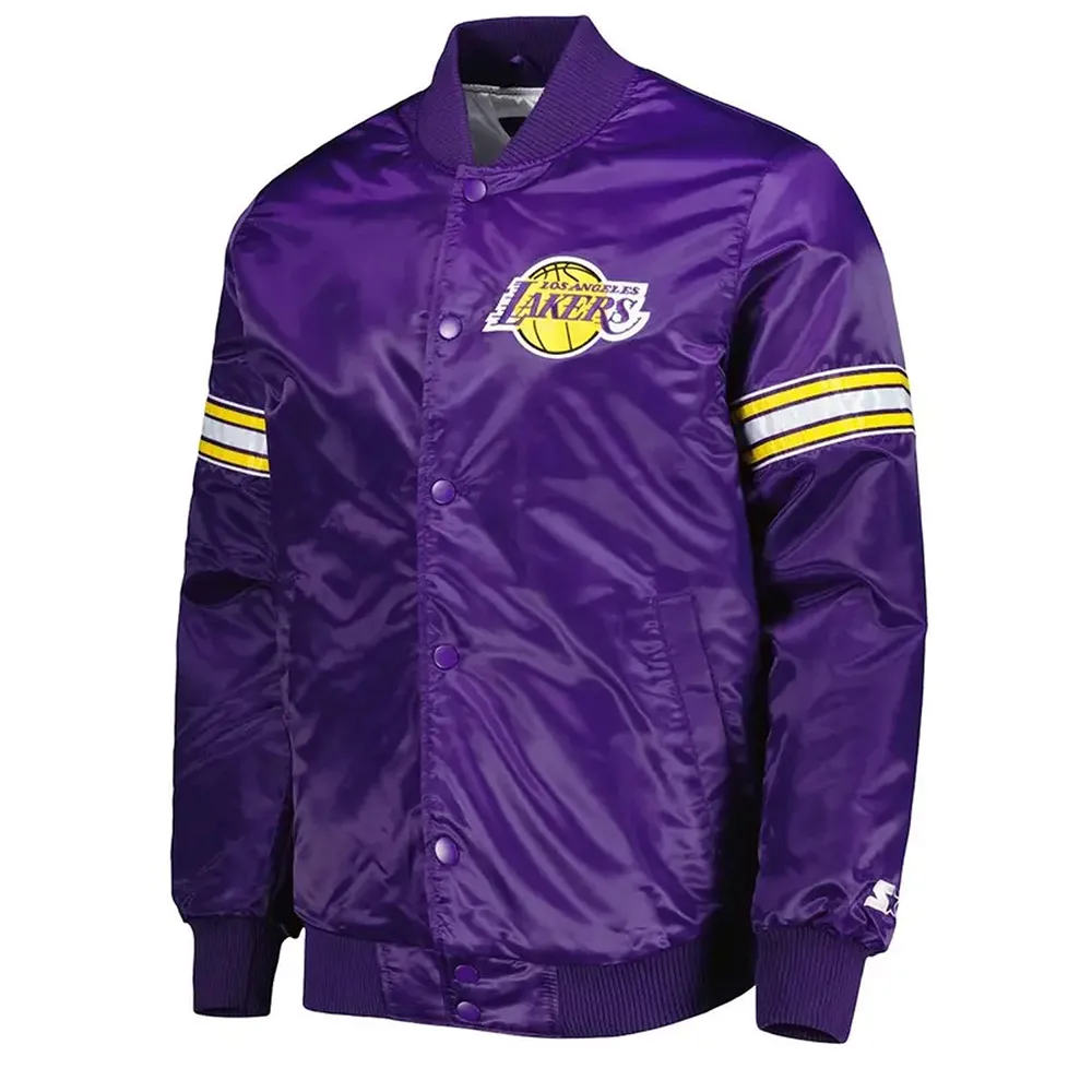 Pick & Roll LA Lakers Varsity Purple Satin Jacket