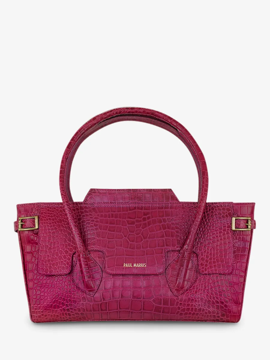 Pink Leather Shoulder Bag for Women - Madeleine Alligator Tourmaline | PAUL MARIUS