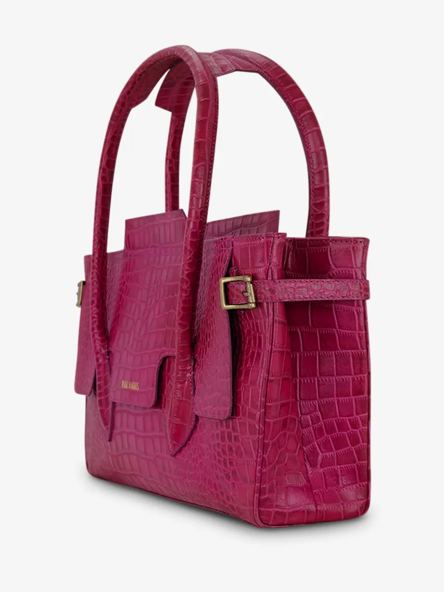 Pink Leather Shoulder Bag for Women - Madeleine Alligator Tourmaline | PAUL MARIUS