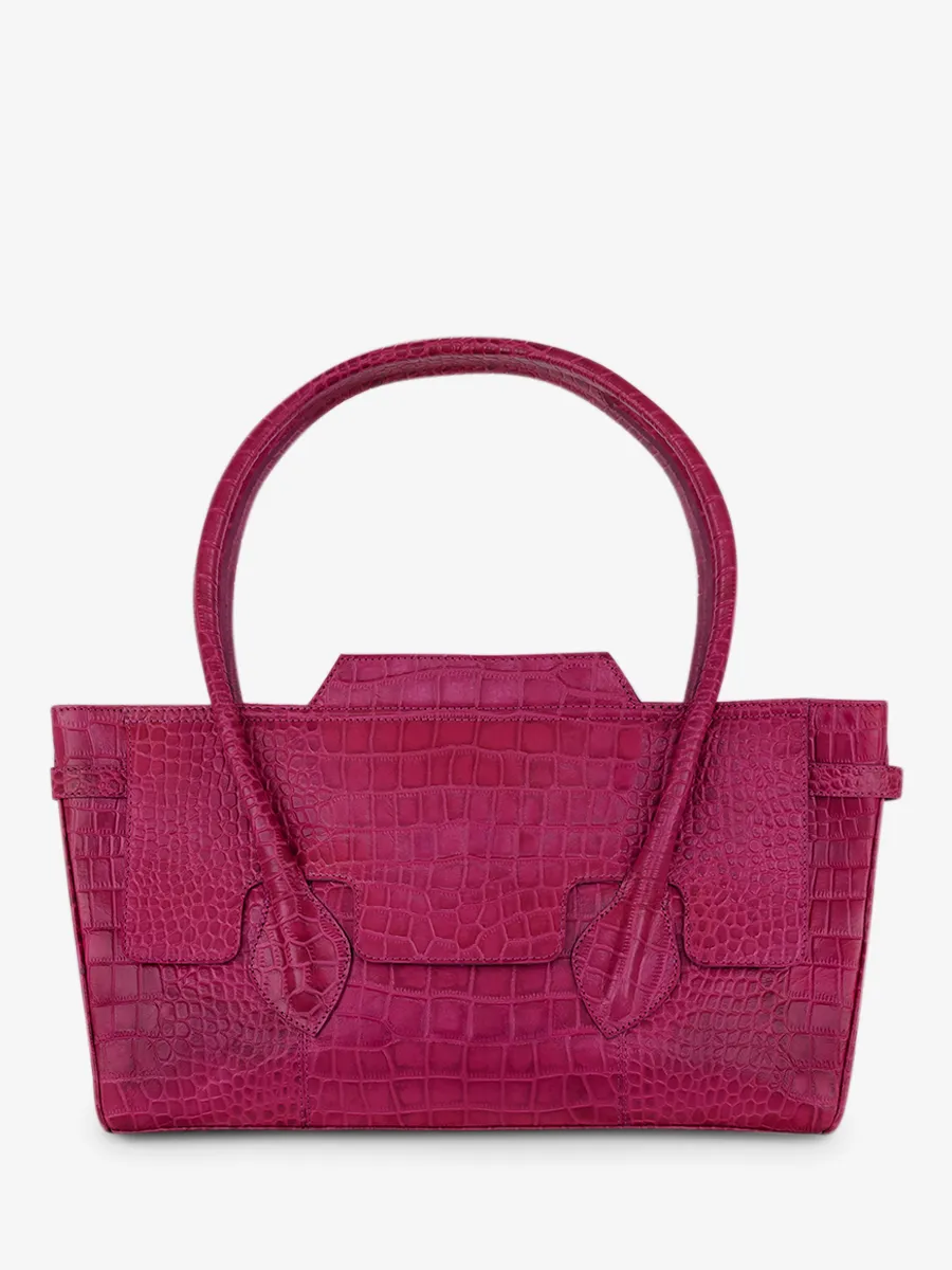 Pink Leather Shoulder Bag for Women - Madeleine Alligator Tourmaline | PAUL MARIUS