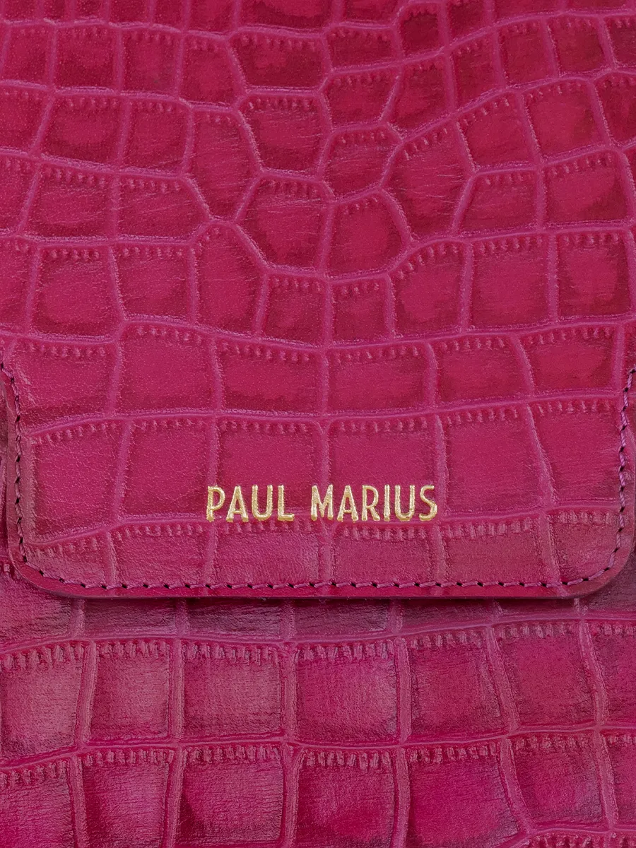 Pink Leather Shoulder Bag for Women - Madeleine Alligator Tourmaline | PAUL MARIUS