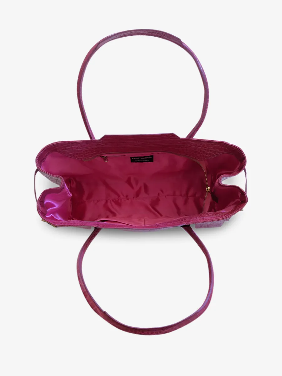 Pink Leather Shoulder Bag for Women - Madeleine Alligator Tourmaline | PAUL MARIUS