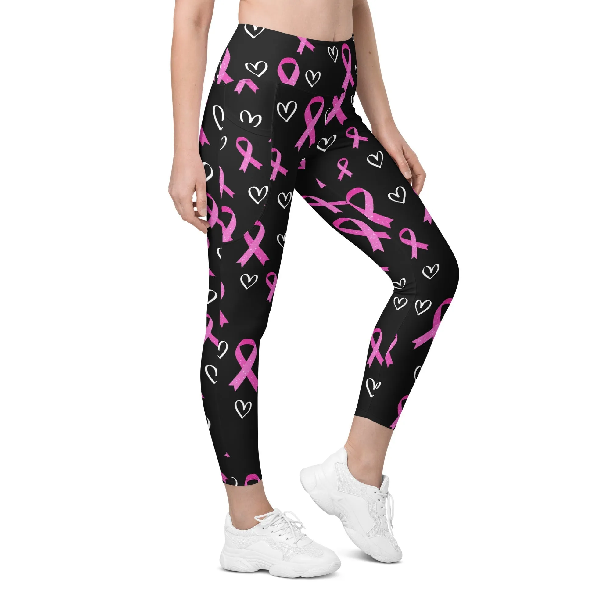 Pink Ribbon Leggings With Pockets