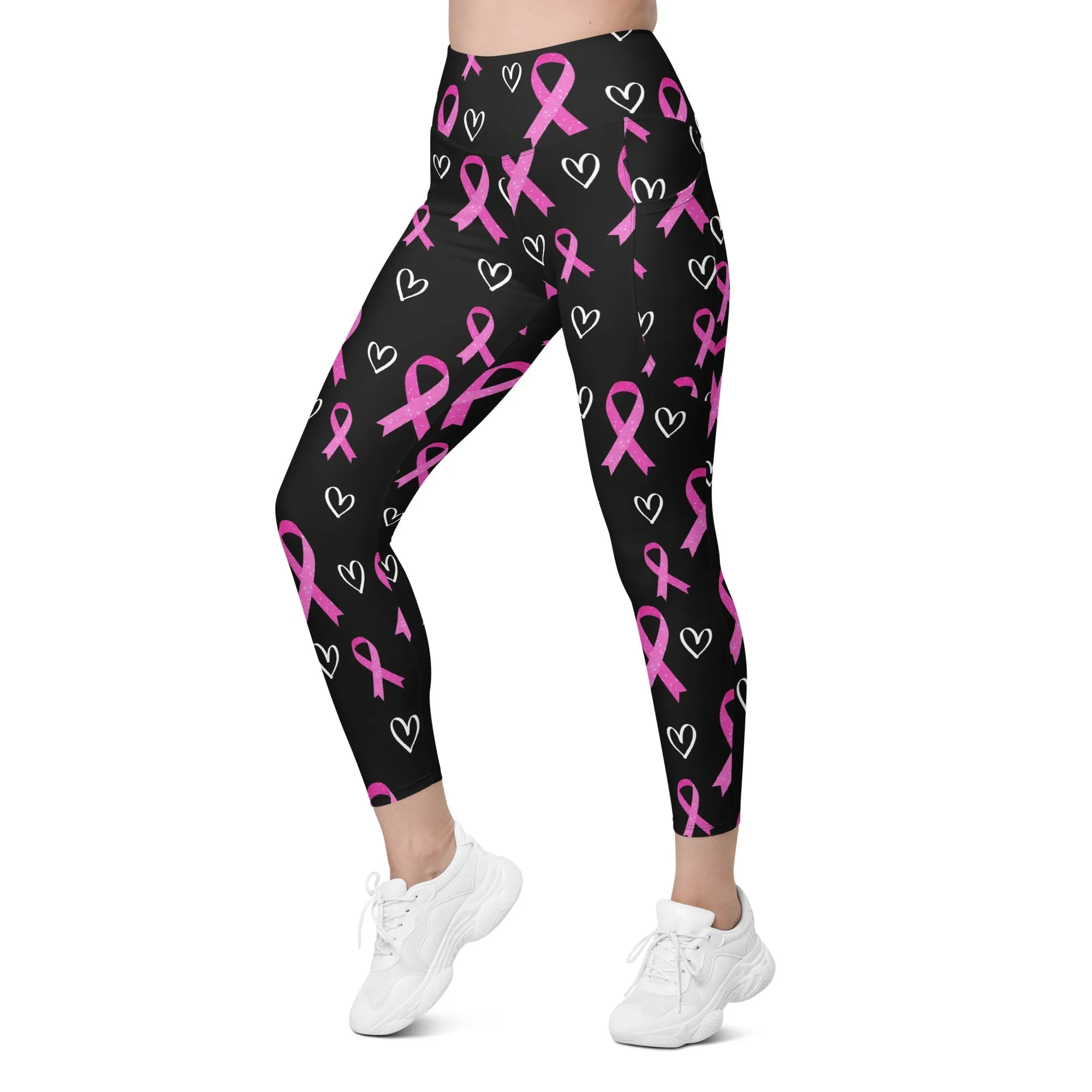 Pink Ribbon Leggings With Pockets