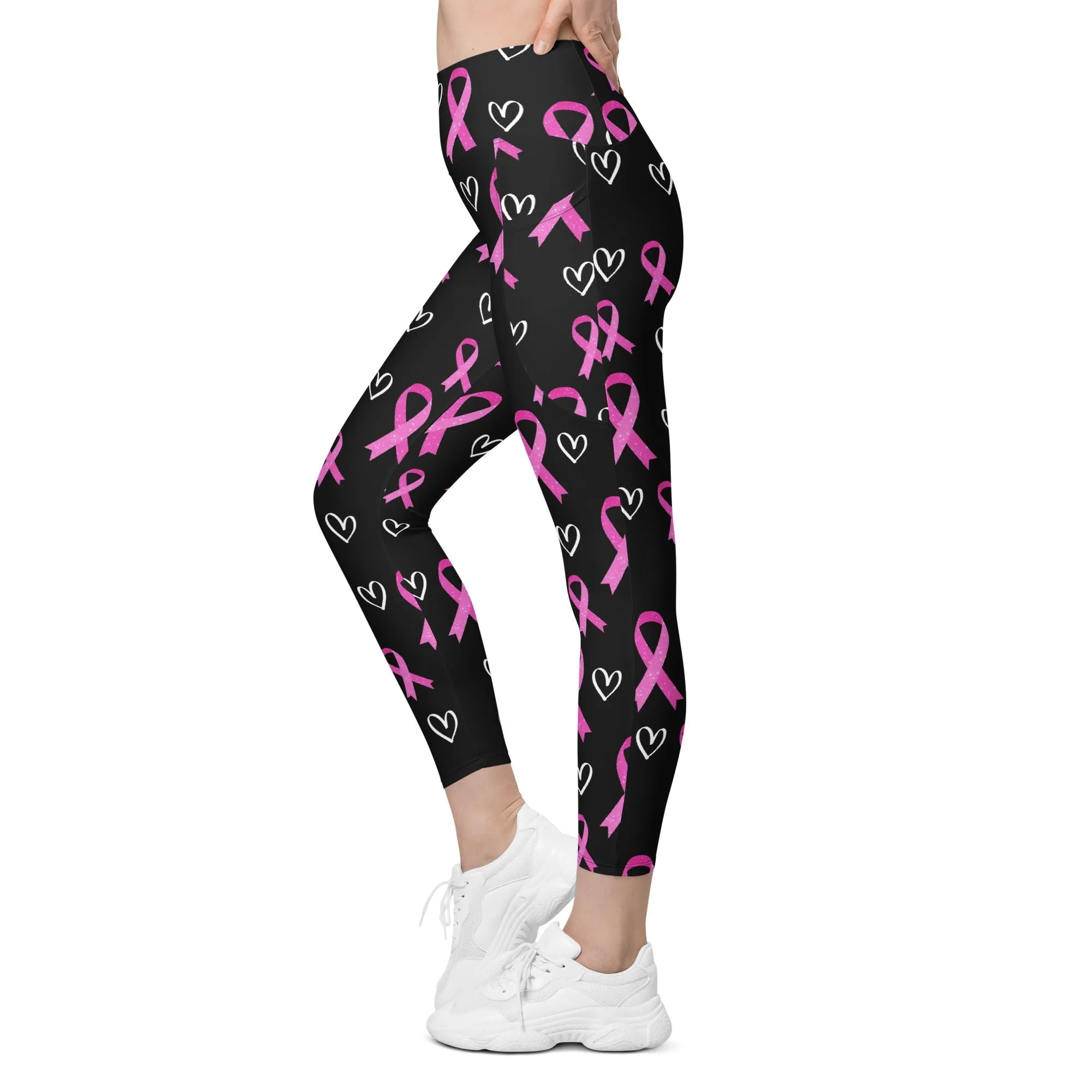 Pink Ribbon Leggings With Pockets