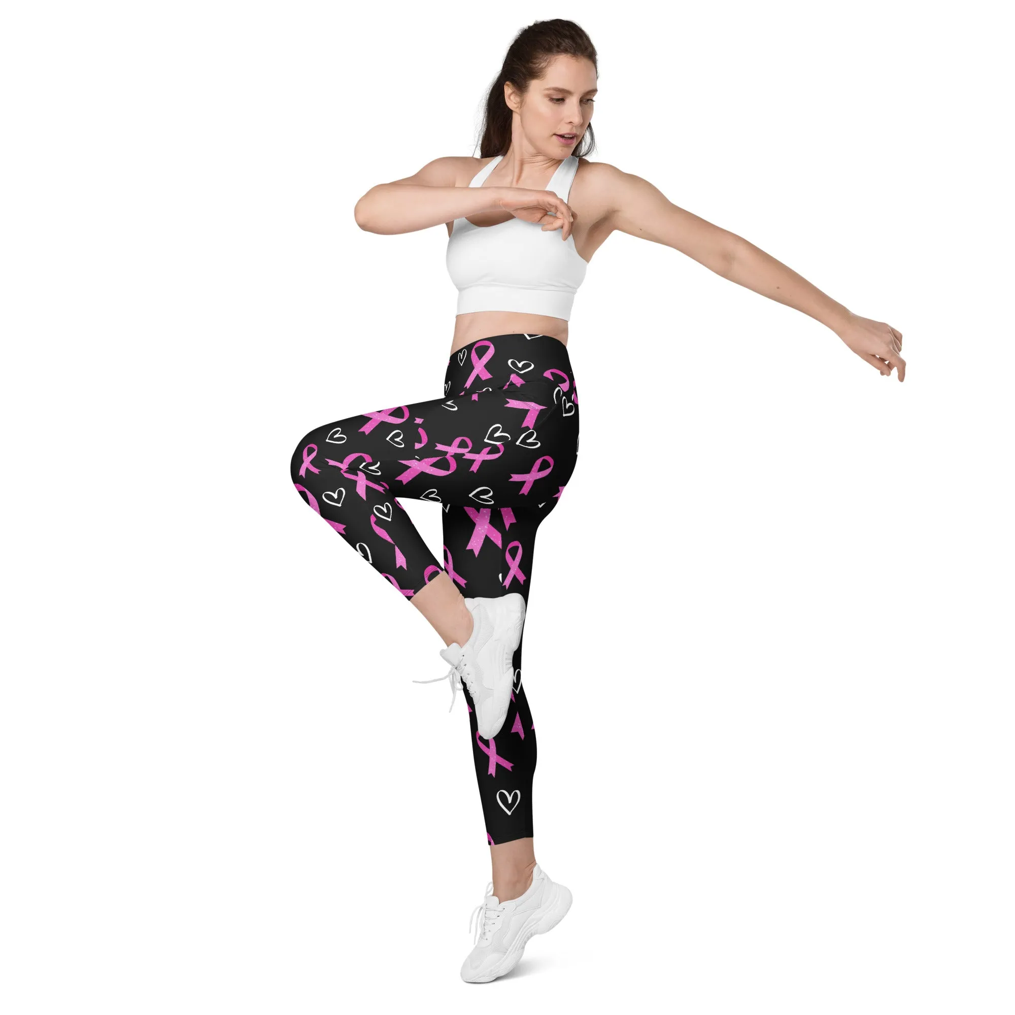 Pink Ribbon Leggings With Pockets