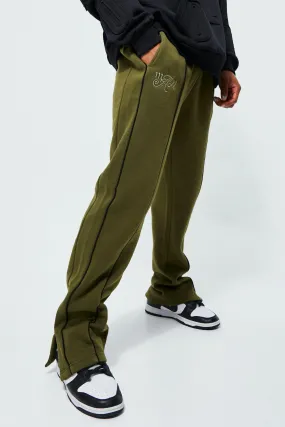 Piped Split Hem Graphic Joggers