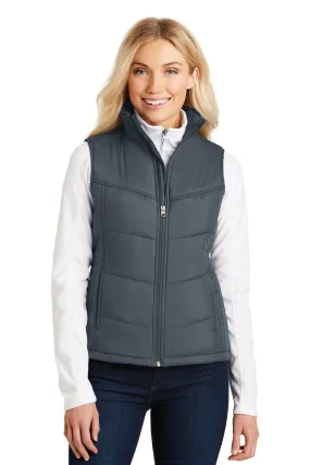 Port Authority Ladies Puffy Vest L709 Dark Slate/Black