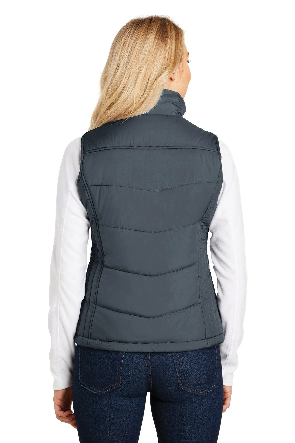 Port Authority Ladies Puffy Vest L709 Dark Slate/Black