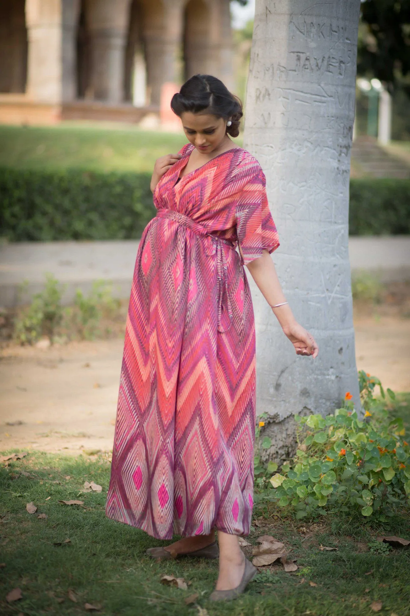 Printed Maternity Kimono Dress