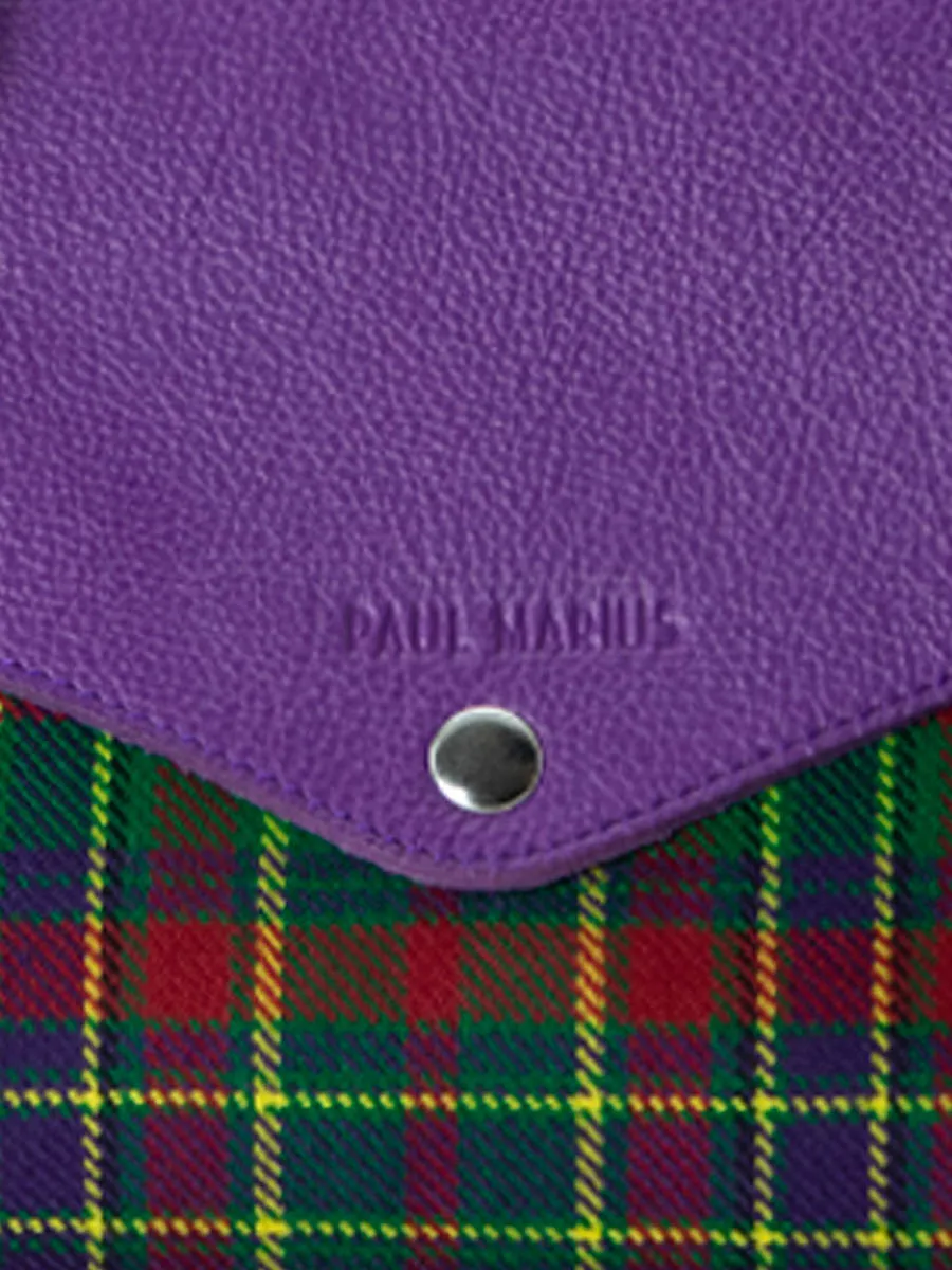 Purple Leather and Tartan Leather Shoulder Bag for Women - L'Indispensable Versus | PAUL MARIUS