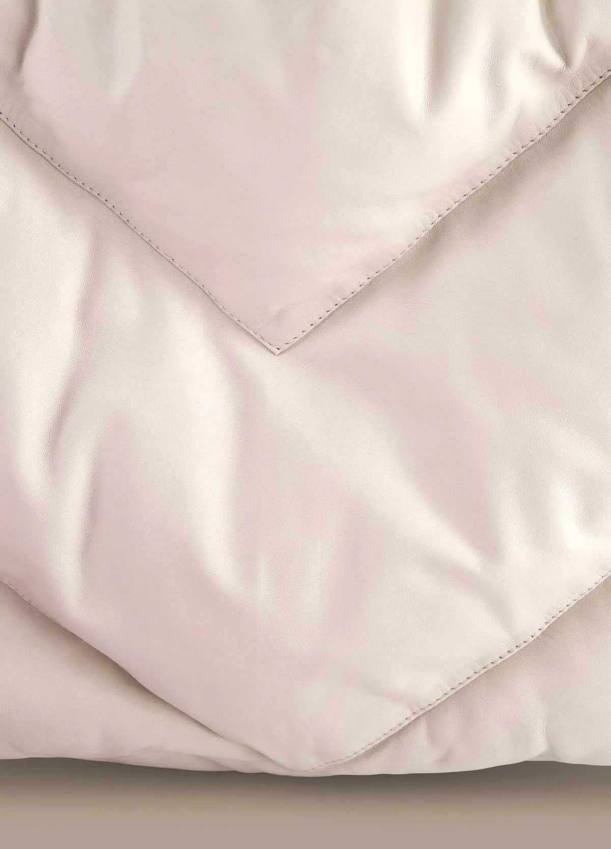 Quilted Leather Puffy Shoulder Bag - Cream