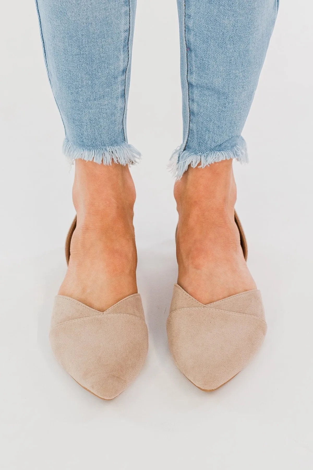 Qupid Zoom Flats- Taupe Suede