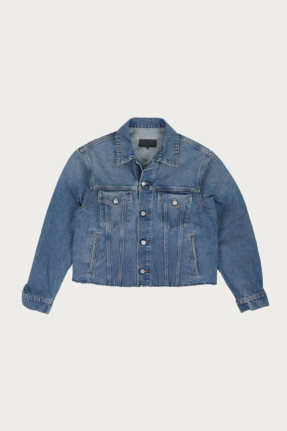 Raw Hem Denim Jacket - Washed Indigo