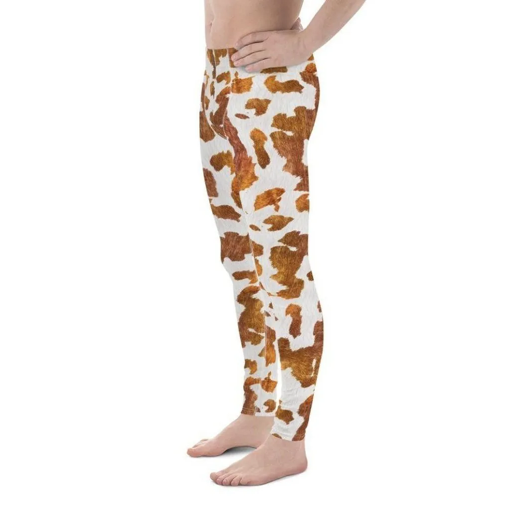 Realistic Cow Print Men's Leggings