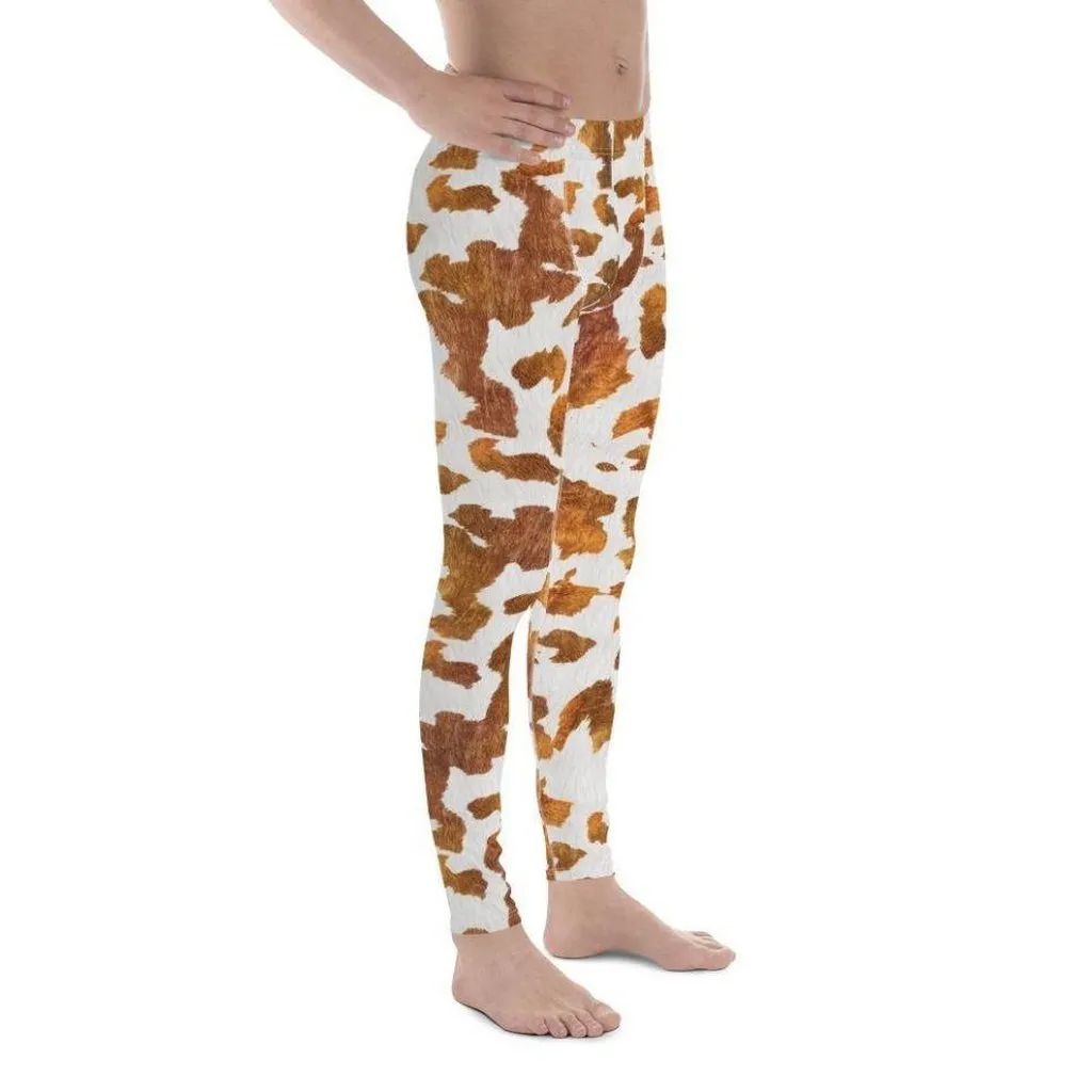 Realistic Cow Print Men's Leggings