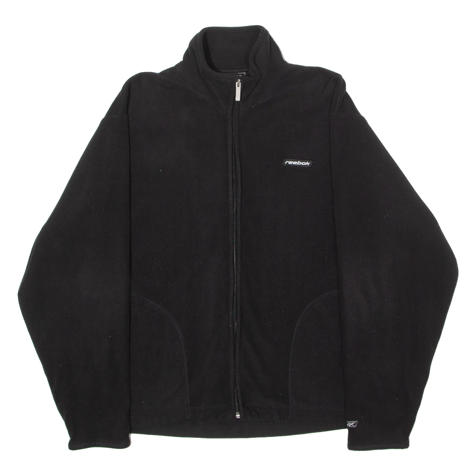 REEBOK Mens Fleece Jacket Black Leather L