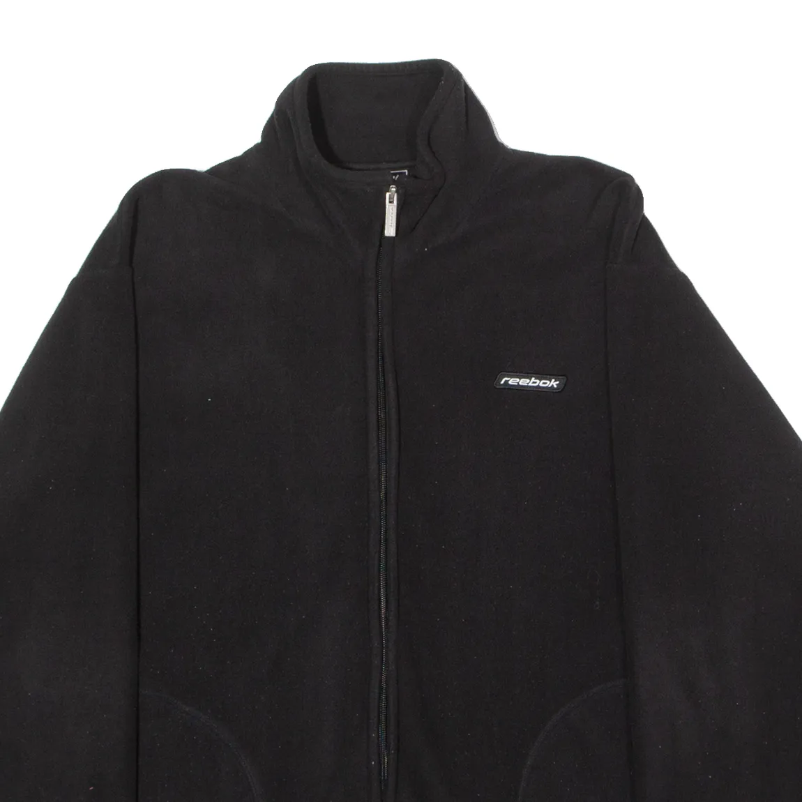 REEBOK Mens Fleece Jacket Black Leather L