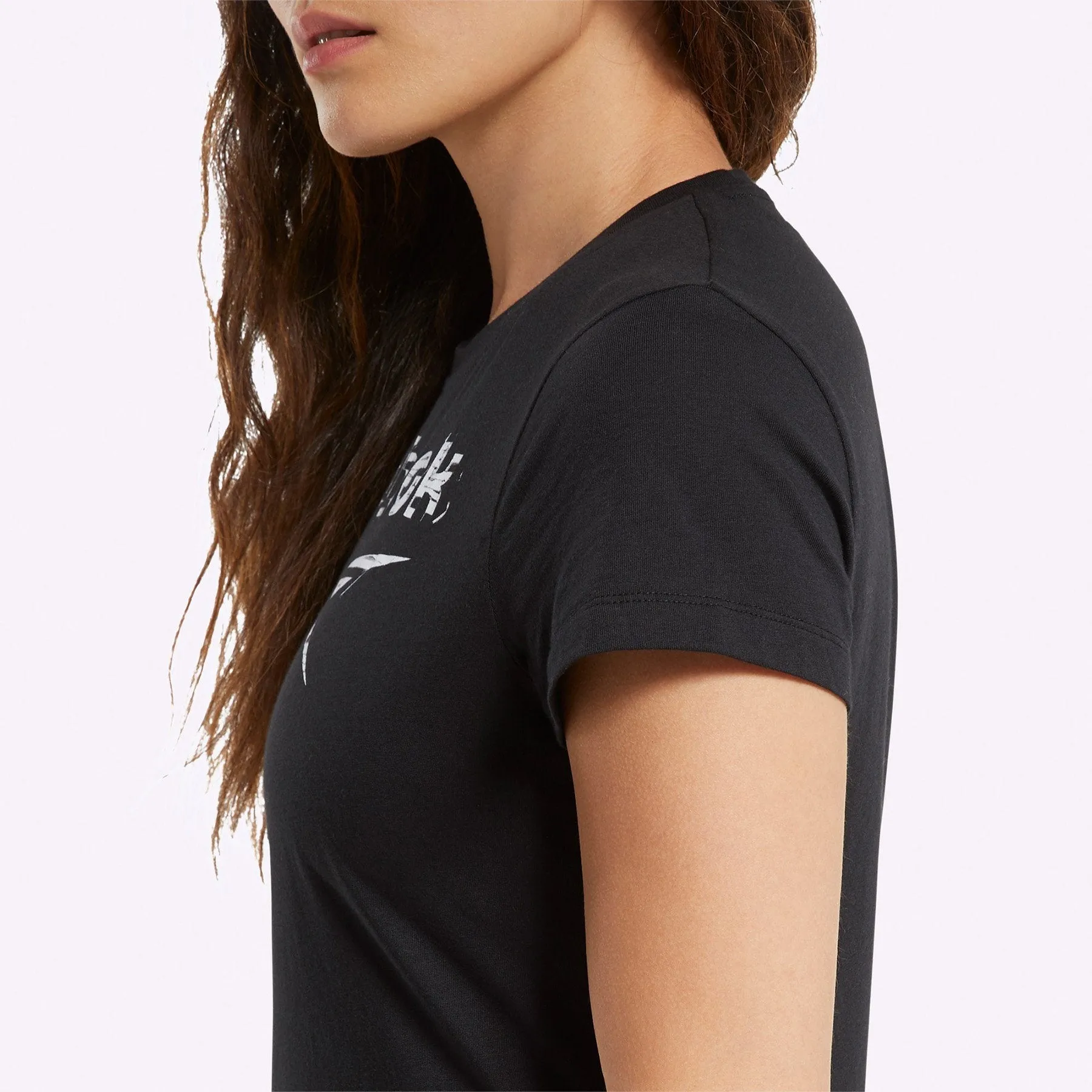 Reebok - Women's Training Essentials Stacked Logo Tee - BLACK