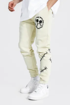 Regular Barbed Wire Print Joggers