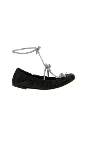 Rene Caovilla Caterina Round Toe Ballet Flats - Black