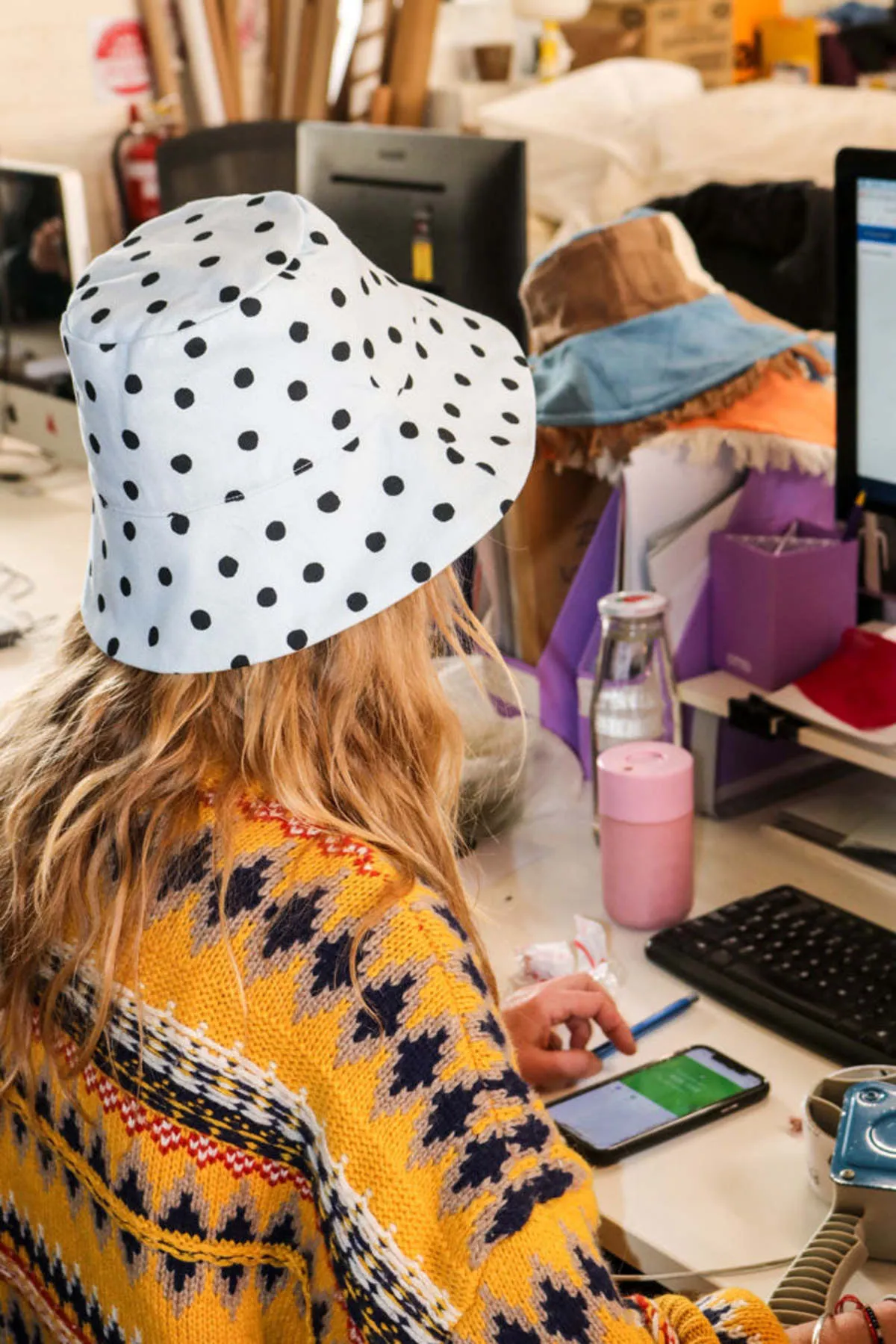 Reversible Bucket Hat - Dot/Fleur