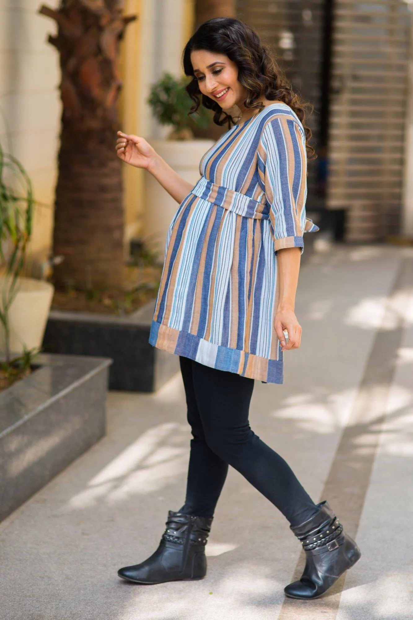 Royal Stripe Maternity & Nursing Top