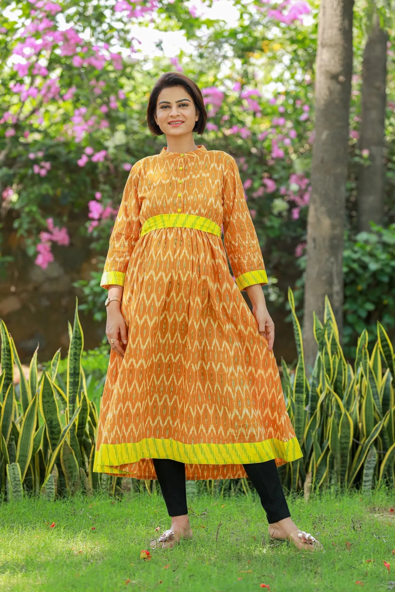 Rust Orange Maternity & Nursing Kurta