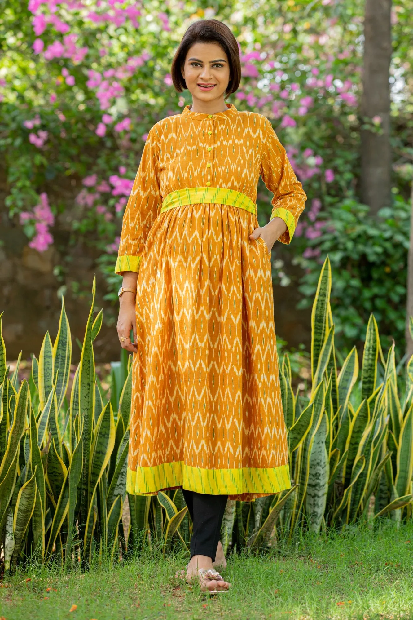 Rust Orange Maternity & Nursing Kurta