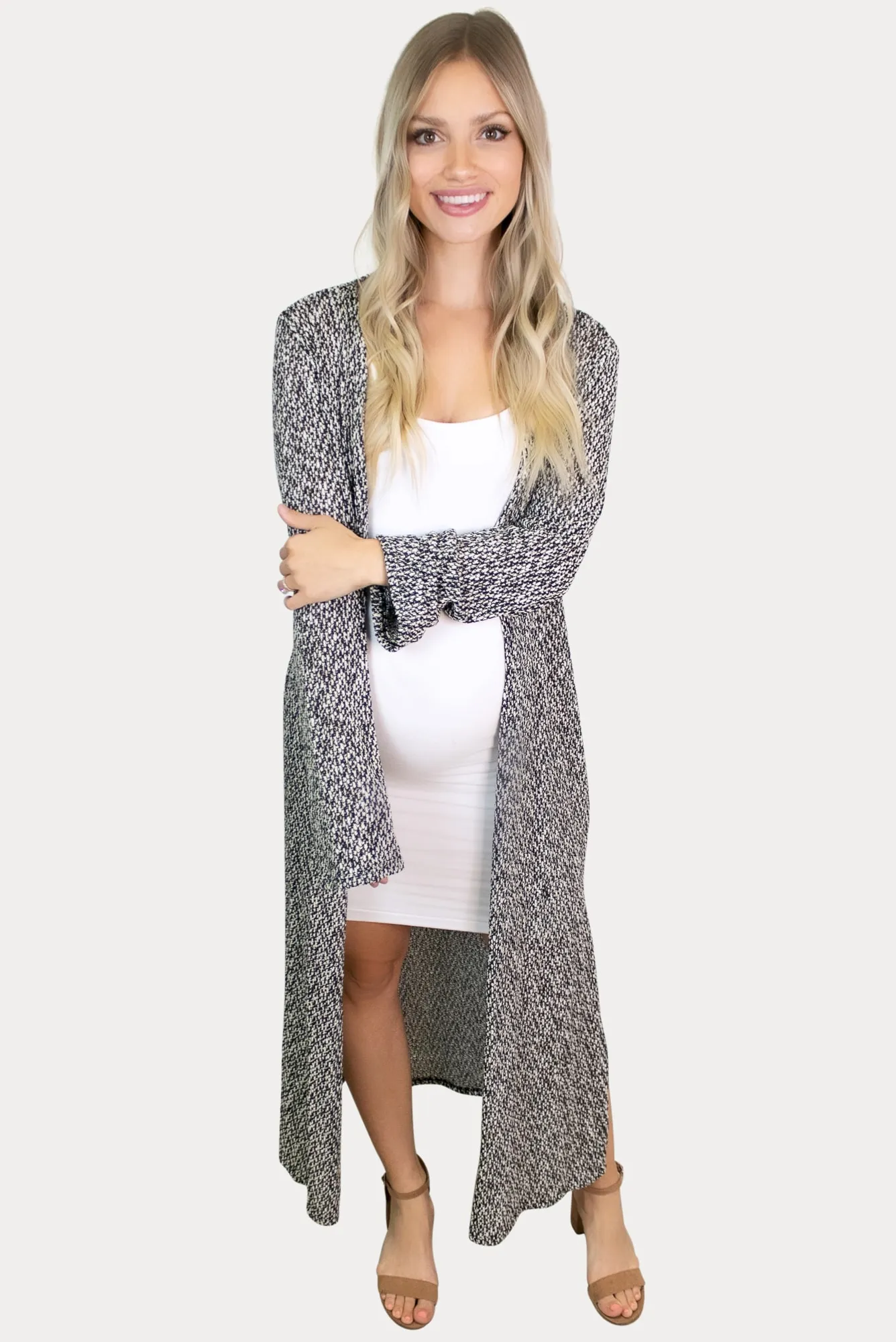 Salt and Pepper Maternity Duster