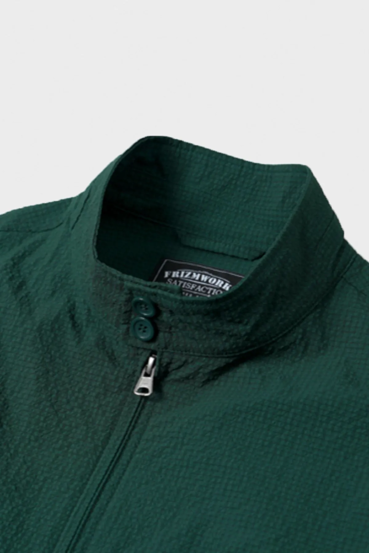 Seersucker Buddy Harrington Jacket - Dark Green