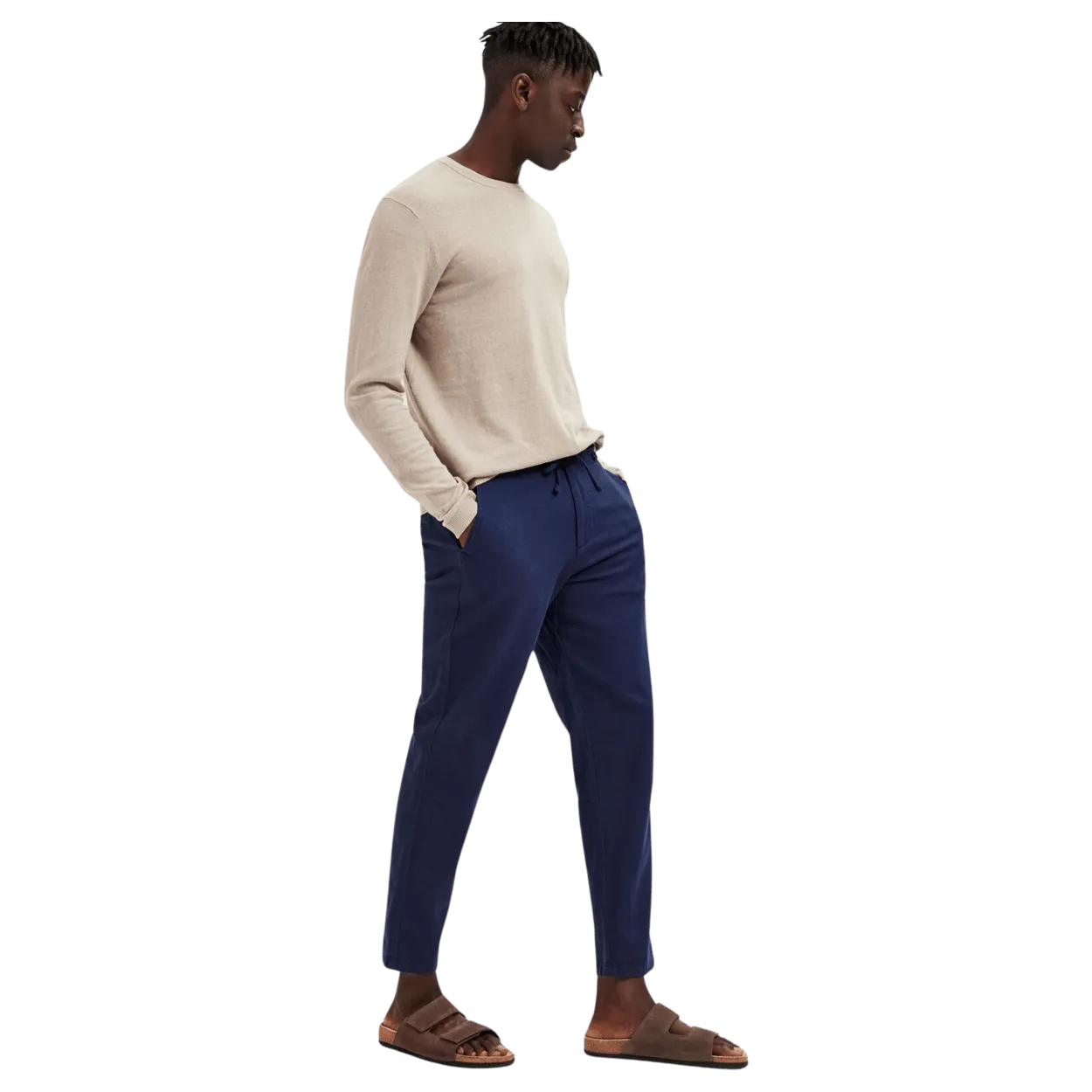 Selected Slim Fit Tapered Linen Trousers