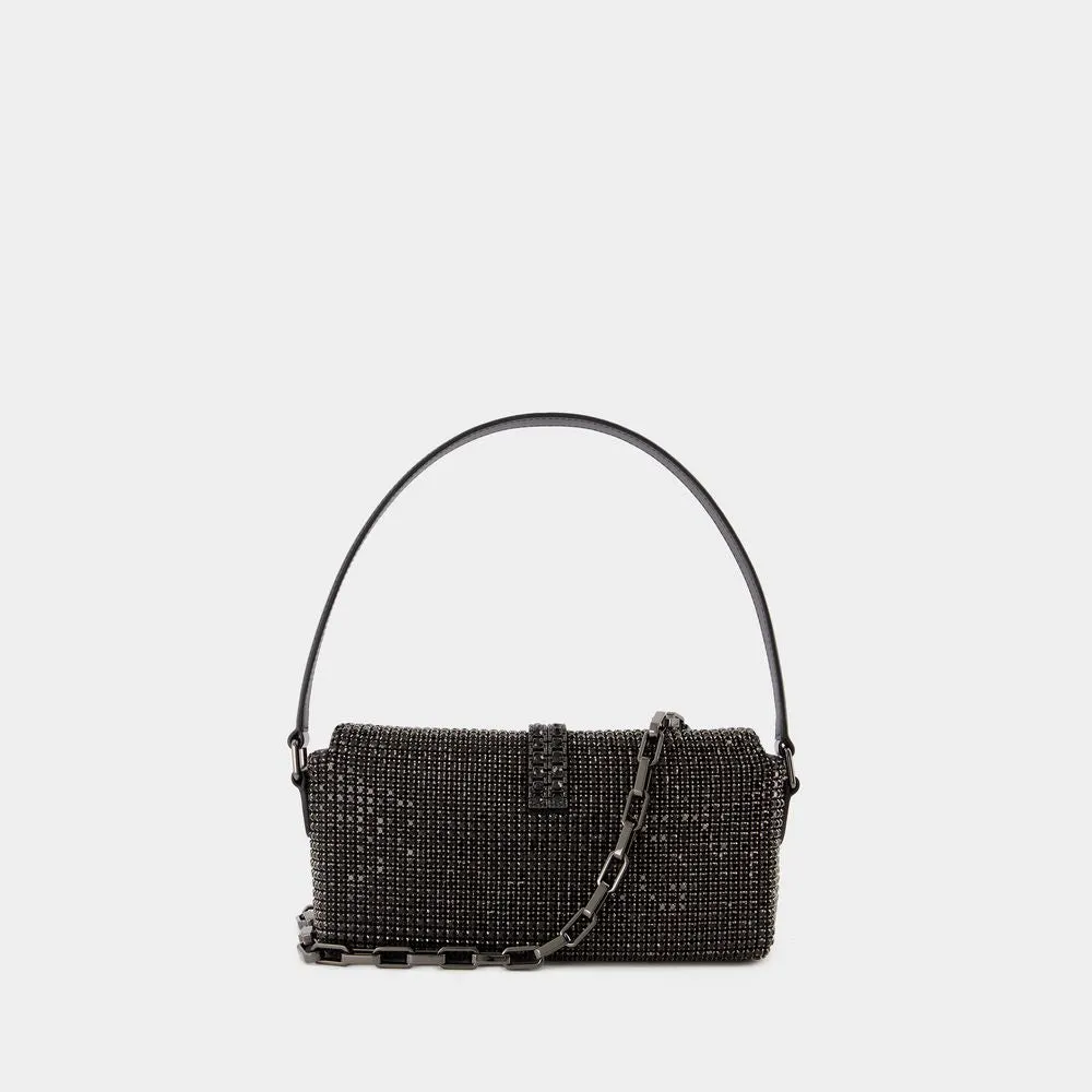 SELF-PORTRAIT Glamorous Black Rhinestone Baguette Shoulder Bag