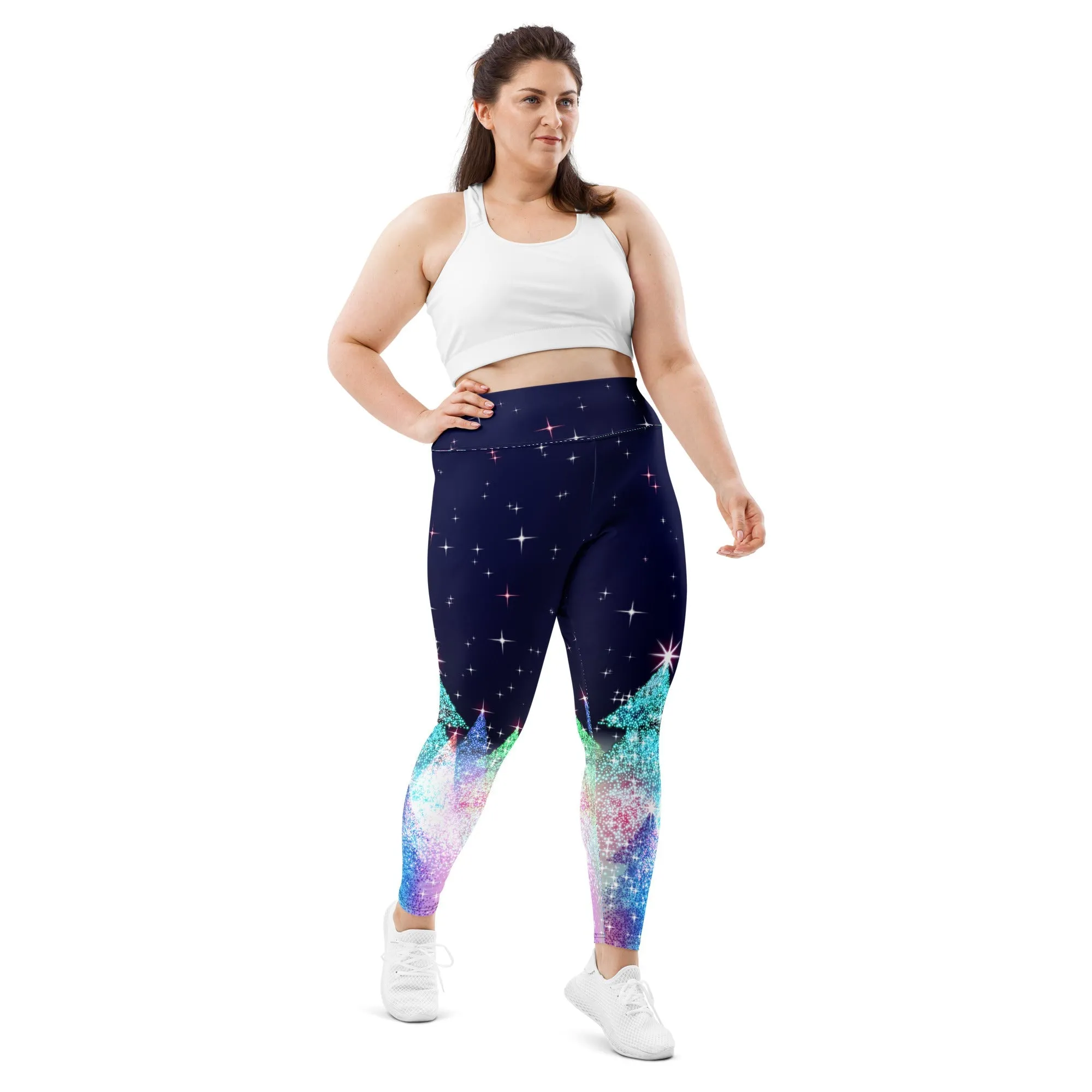 Shimmery Christmas Tree Print Plus Size Leggings