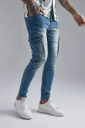 Skinny Cargo Panelled Jeans