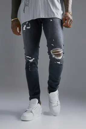 Skinny Stretch Knee Rip Jeans