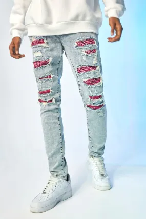 Skinny Stretch Rip & Repair Biker Jeans