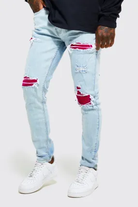 Skinny Stretch Rip & Repair Velour Jeans