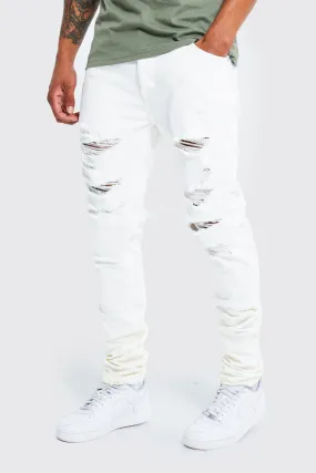 Skinny Stretch Stacked Jeans With Rips